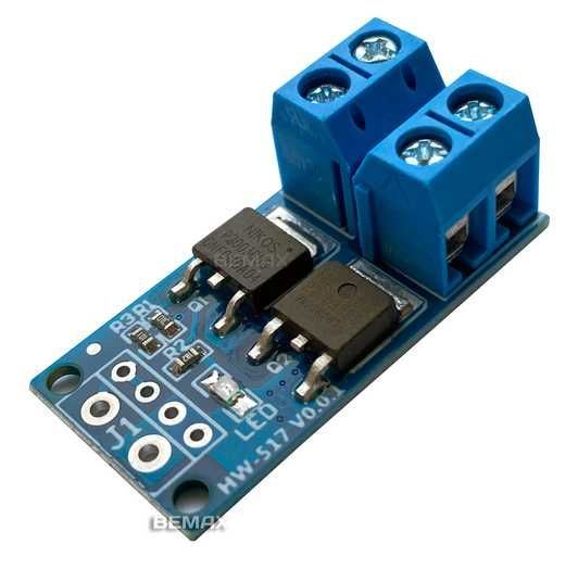 Синий MOSFET-модуль HW-517 с двумя винтовыми клеммами
